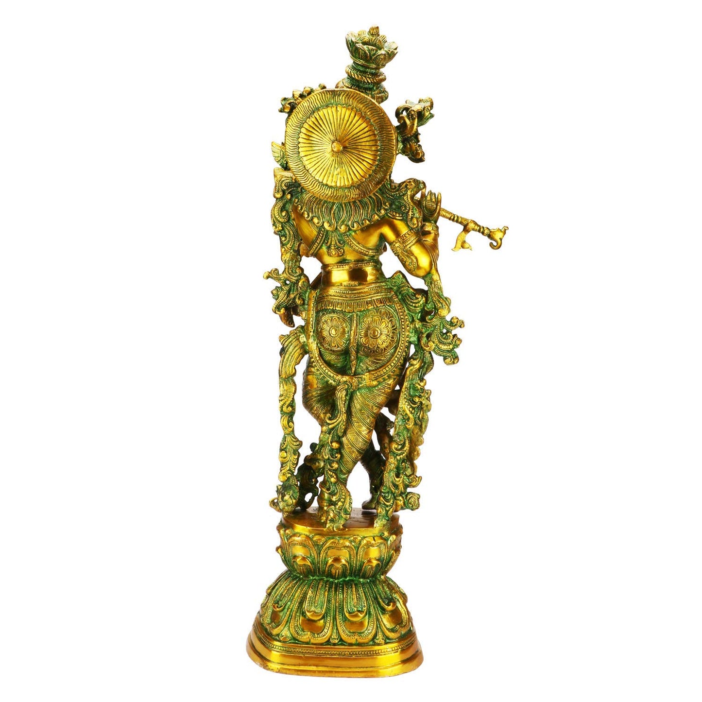 Brass Krishna Green statue-ArtyCraftz.com