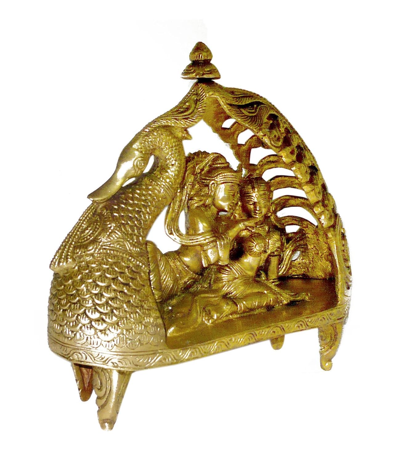 Brass Radha Krishna On Peacock Palanquin-ArtyCraftz.com