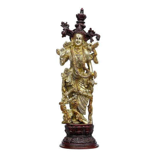 Brass Radha Rani Standing Radha Statue Idol Radha Height 15 Inch - ArtyCraftz.com