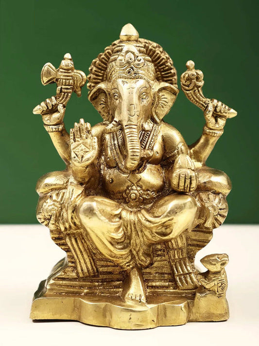 Brass Raja Ganapati Statue for home decor -ArtyCraftz.com