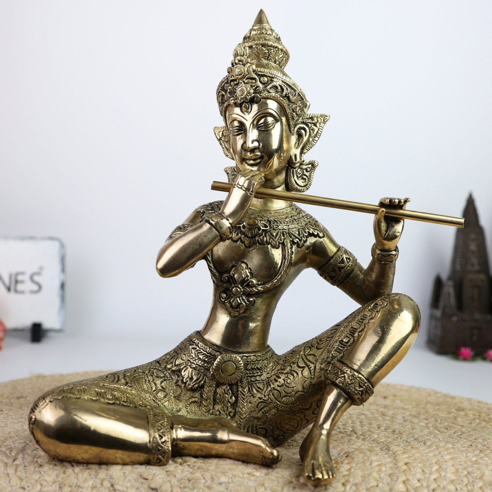 Brass Rajasthani Folk Flute Musician Idol-ArtyCraftz.com