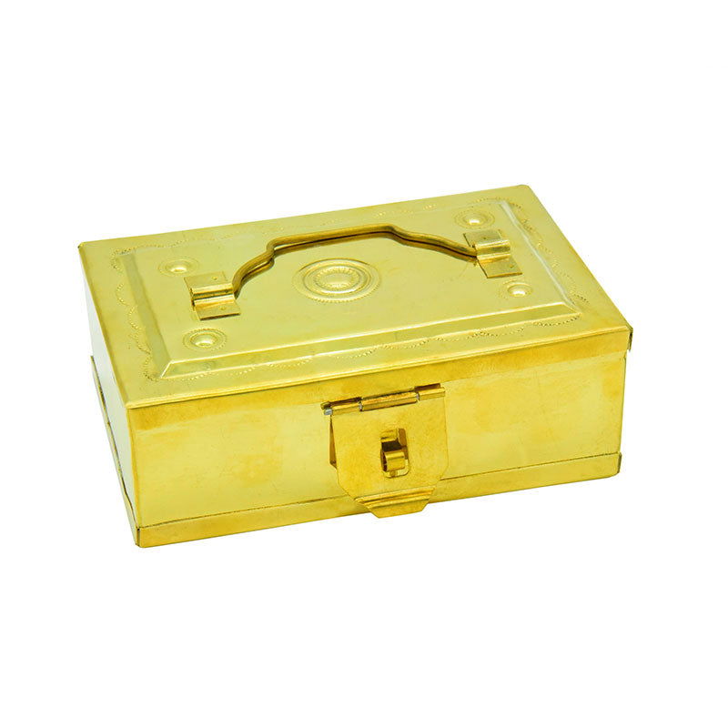 Brass Rectangular Betel Box (Gold, Standard) - ArtyCraftz.com