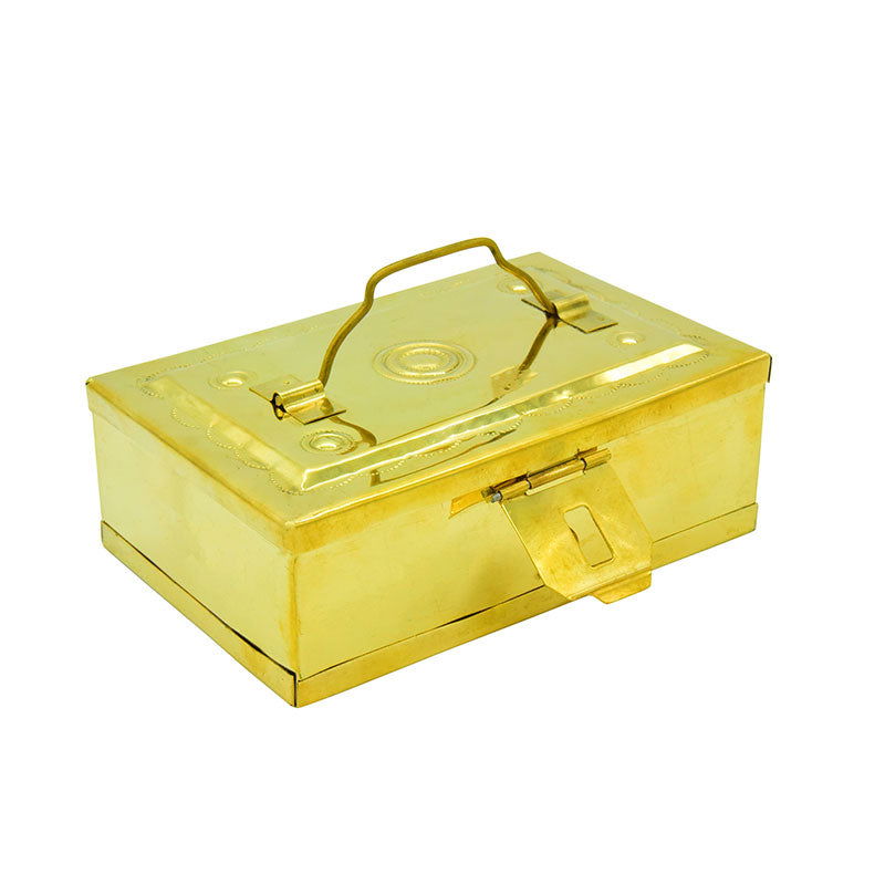 Brass Rectangular Betel Box (Gold, Standard) - ArtyCraftz.com