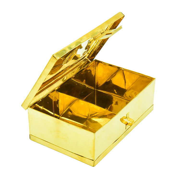 Brass Rectangular Betel Box (Gold, Standard) - ArtyCraftz.com