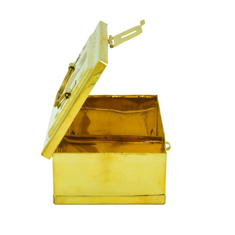 Brass Rectangular Betel Box (Gold, Standard) - ArtyCraftz.com