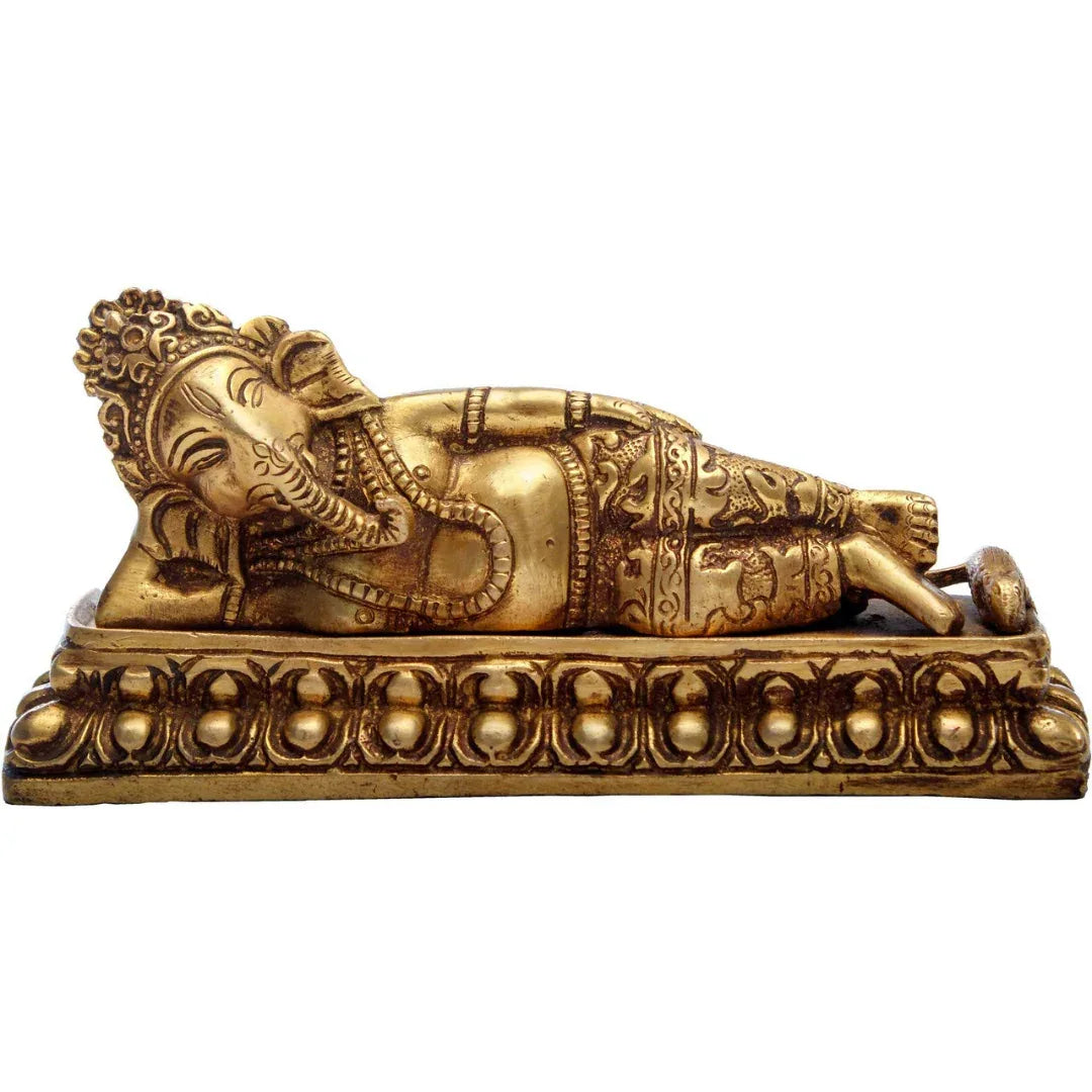 Brass Reclining Ganesha Idol-ArtyCraftz.com