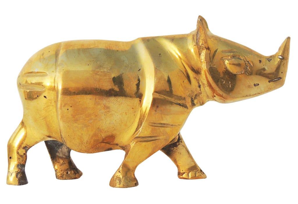 Brass Rhino Showpiece Vastu Rhino Statue for Strength & Protection (6 Inch)-ArtyCraftz.com