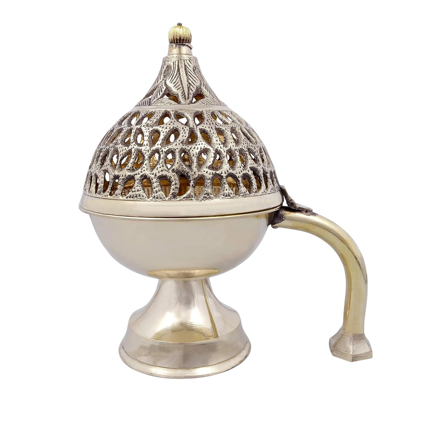 Brass Sambrani Dhoop Burner with Handle-ArtyCraftz.com