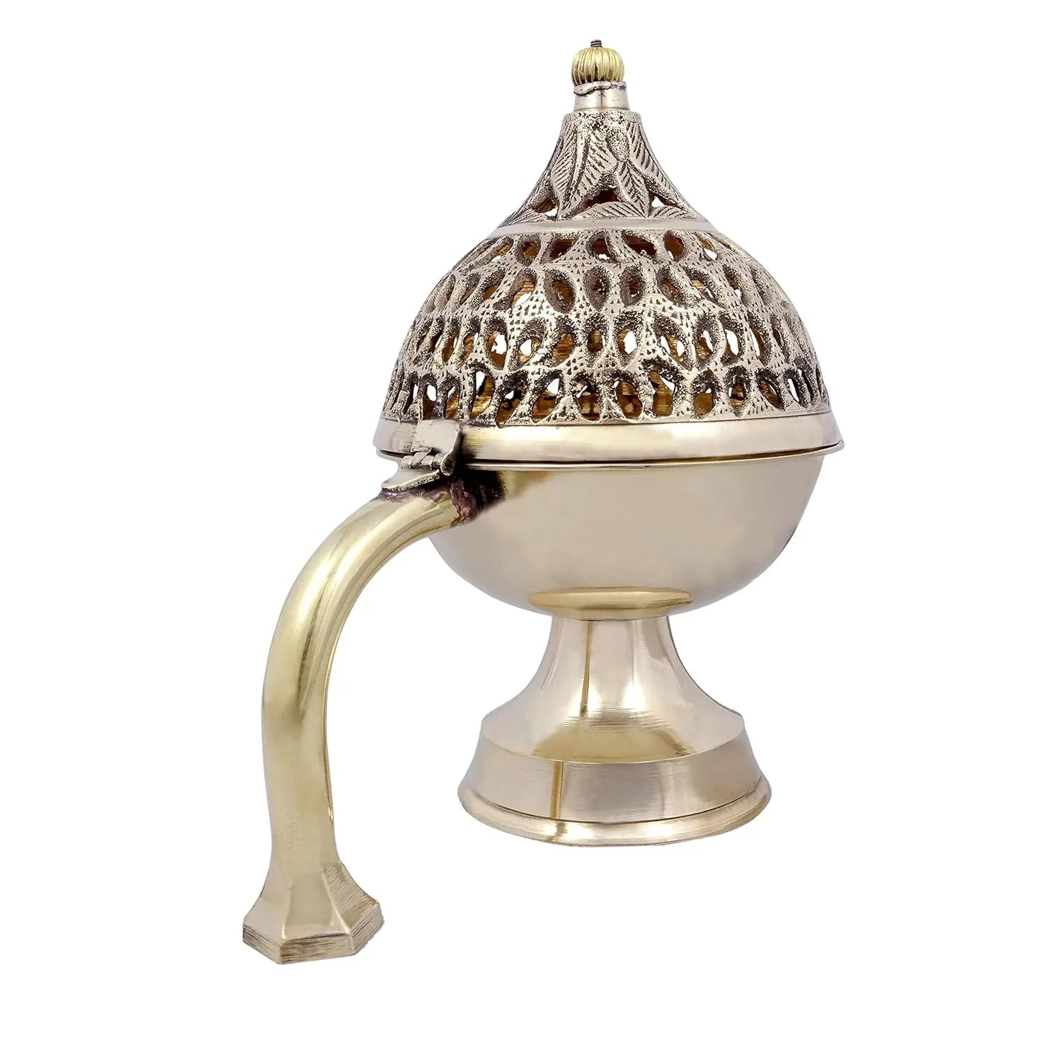 Brass Sambrani Dhoop Burner with Handle-ArtyCraftz.com