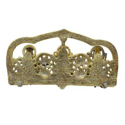 Brass Saraswati Lakshmi and Ganesha on Singhasam Idol Wall Hanging