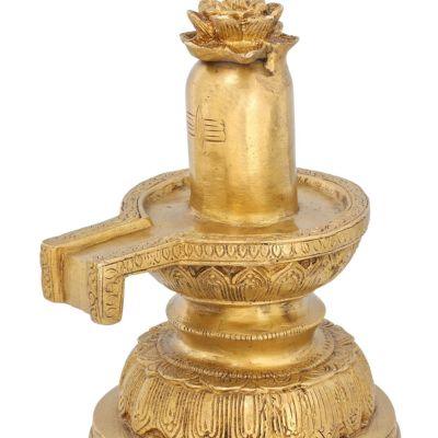 Traditional Brass Shiva Lingam with Flower Statue-ArtyCraftz.com