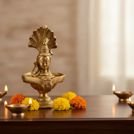 Brass Shivlingam with Sheshnag Statue-ArtyCraftz.com