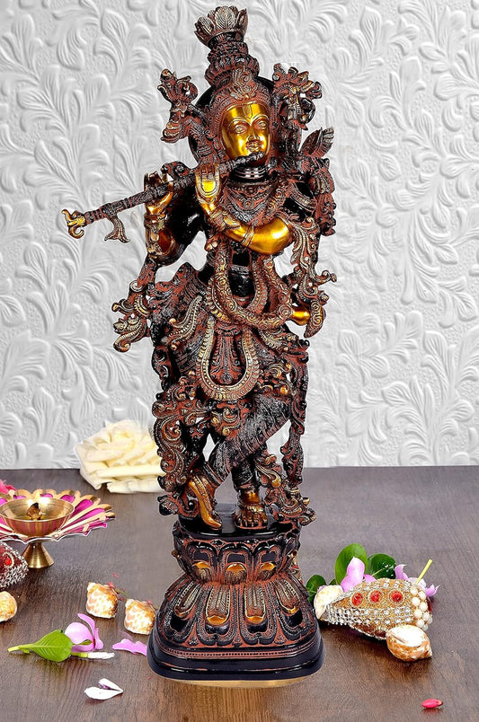 Brass Shri Krishna Murti Statue-ArtyCraftz.com