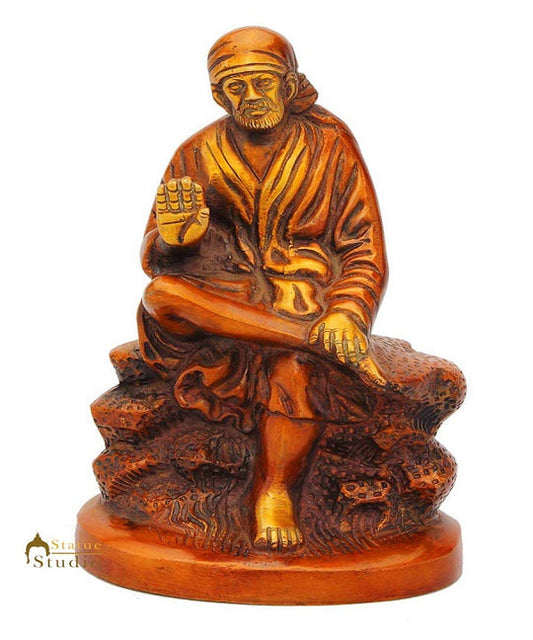 Brass Shridi Sai Baba in Red Statue-ArtyCraft.com