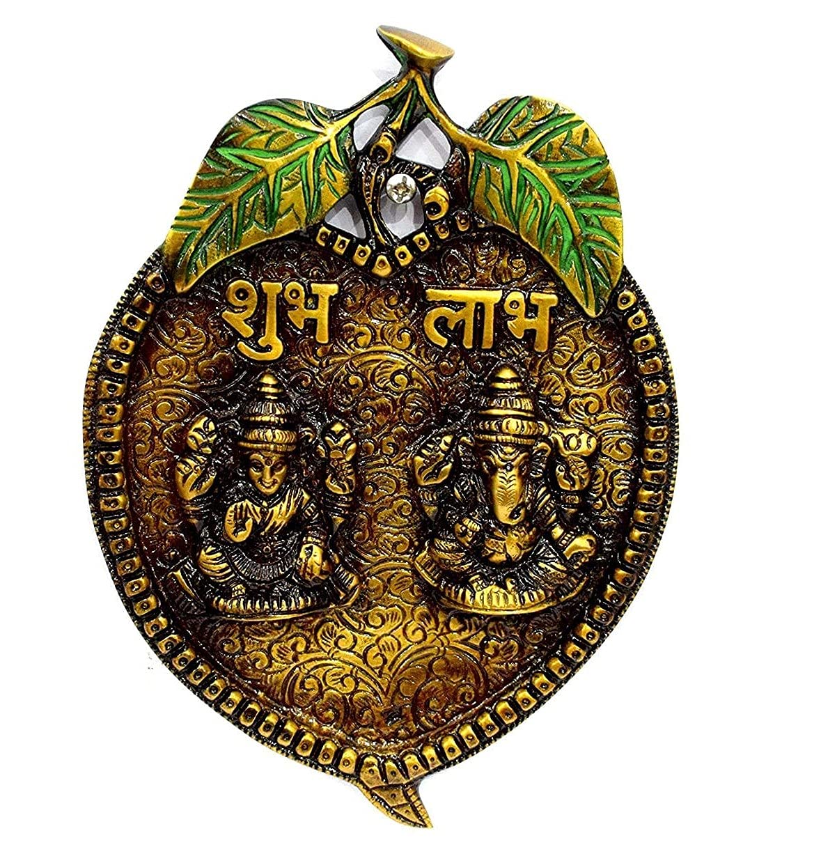 Brass Shubh Labh Lakshmi Ganesha Wall Hanging-artycraftz.com