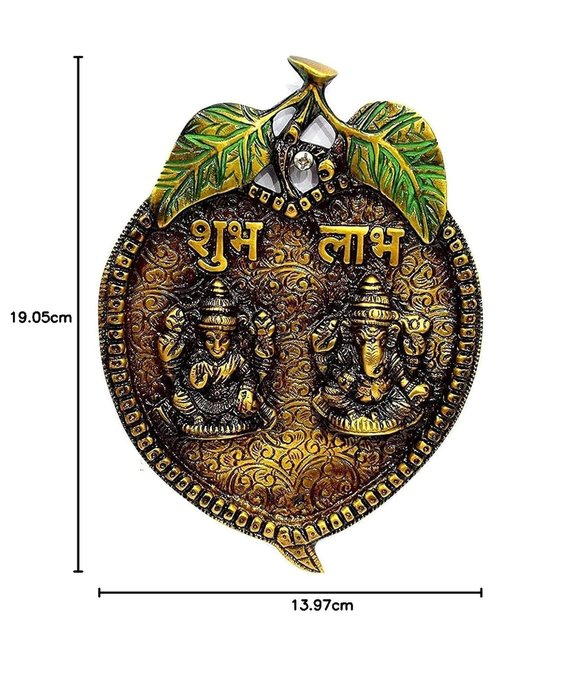 Brass Shubh Labh Lakshmi Ganesha Wall Hanging-artycraftz.com