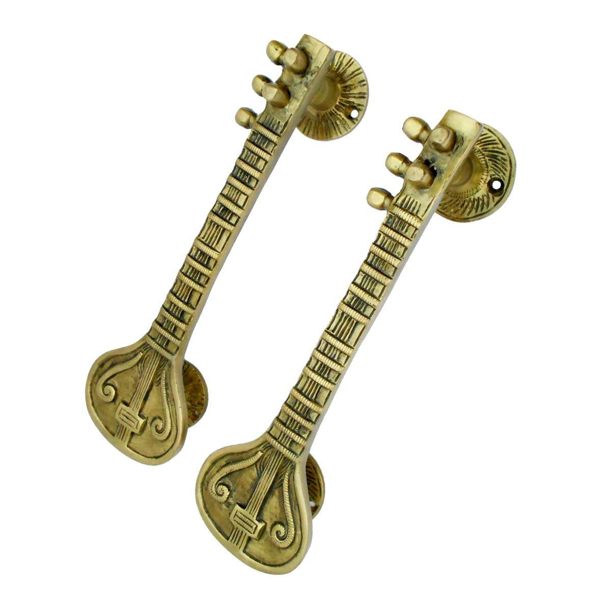 Brass Sitar Shape Door Handle (Set of 2 Piece) - ArtyCraftz.com