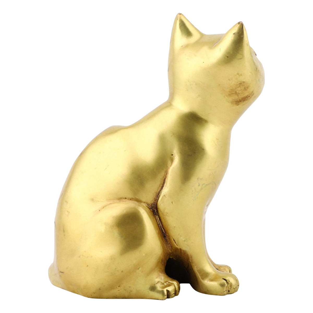 Brass Sitting Cat Statue with Golden Finish and Antique Detailing-artycraftz.com