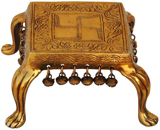 Brass Square Shape Chowki for God Idol Statue 7*7*3.7 Inches - ArtyCraftz.com