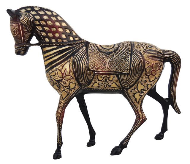 Brass Standing Horse Showpiece - ArtyCraftz.com