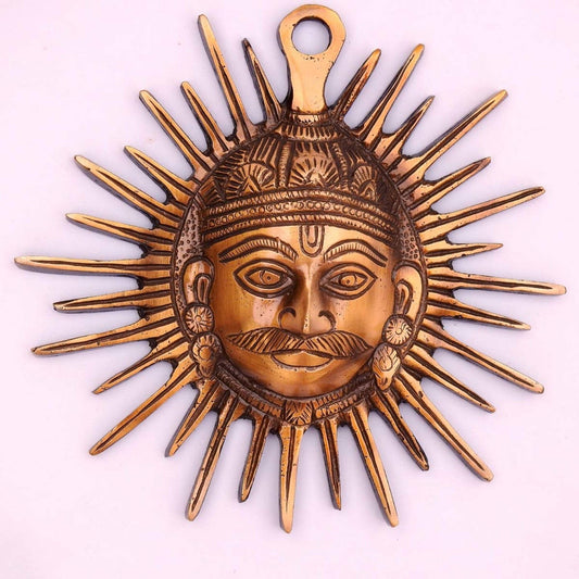 Brass Sun Face Wall Hanging in Dual Finish for Home Decor and Gifting 16 x 3 x 16 Cm - ArtyCraftz.com