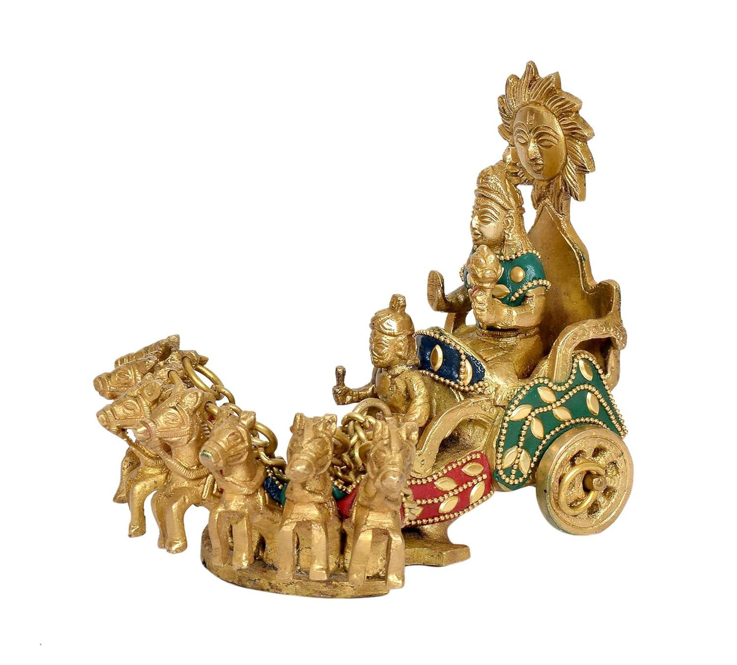 Brass Sun God Surya Dev Idol on Seven Horse Chariot-ArtyCraftz.com