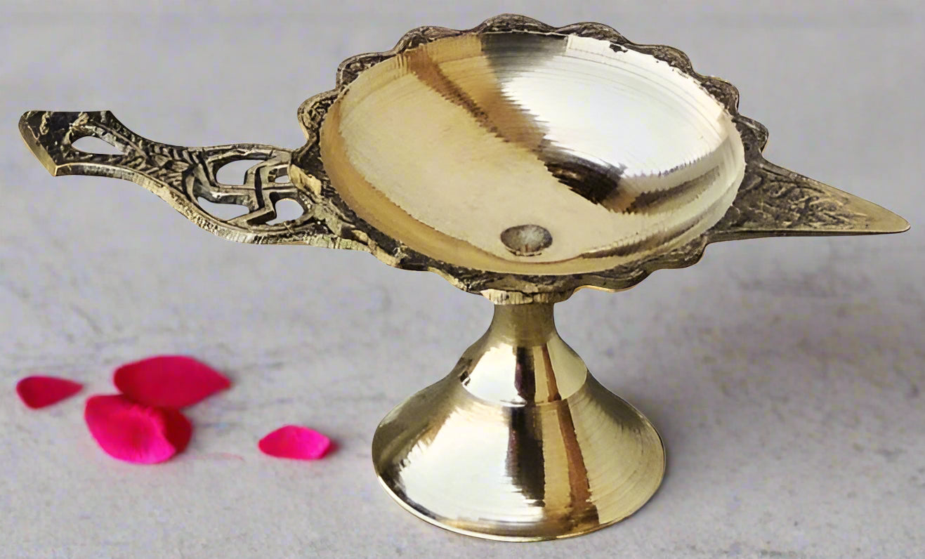 Brass Swastik Aarti Diya-ArtyCraftz.com