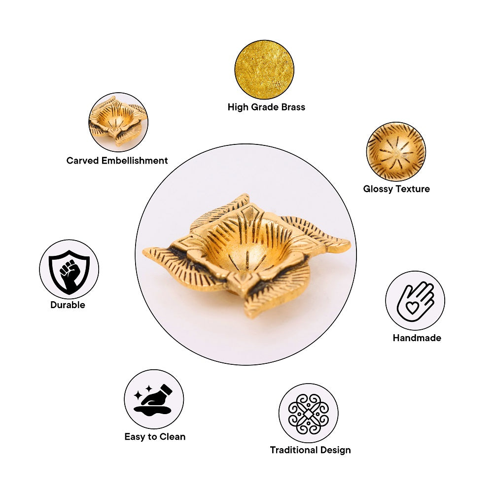 Brass Swastik Shaped Diya-ArtyCraftz.com