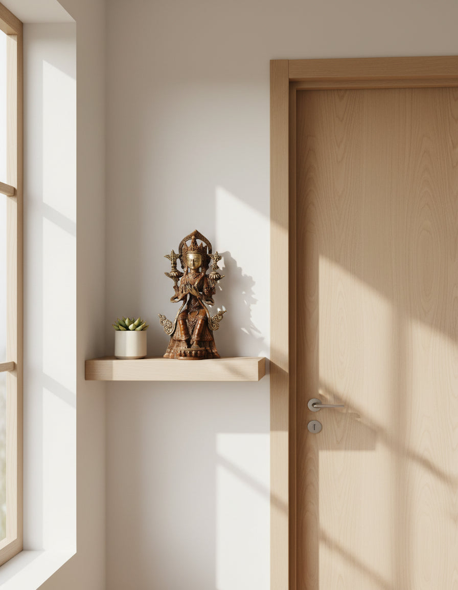 Brass Tara Devi Idol – Antique Brown Finish-ArtyCraftz.com