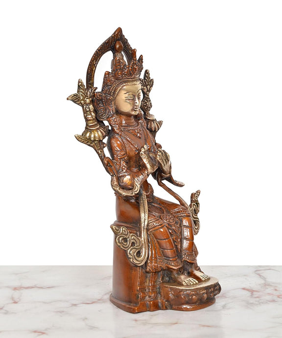 Brass Tara Devi Idol – Antique Brown Finish-ArtyCraftz.com