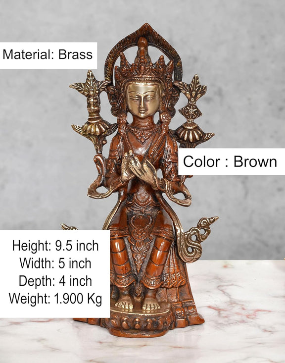 Brass Tara Devi Idol – Antique Brown Finish-ArtyCraftz.com