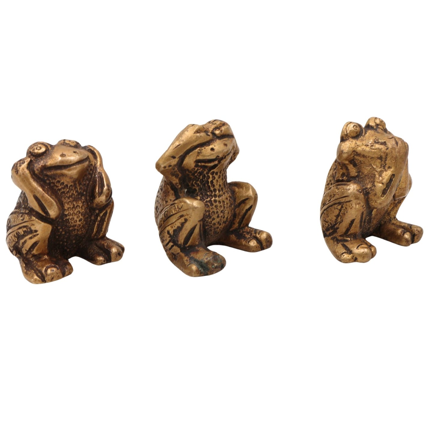 Brass Three Wise Frogs Statue-ArtyCraftz.com