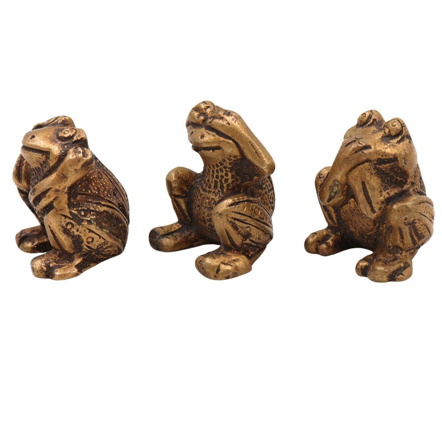 Brass Three Wise Frogs Statue-ArtyCraftz.com