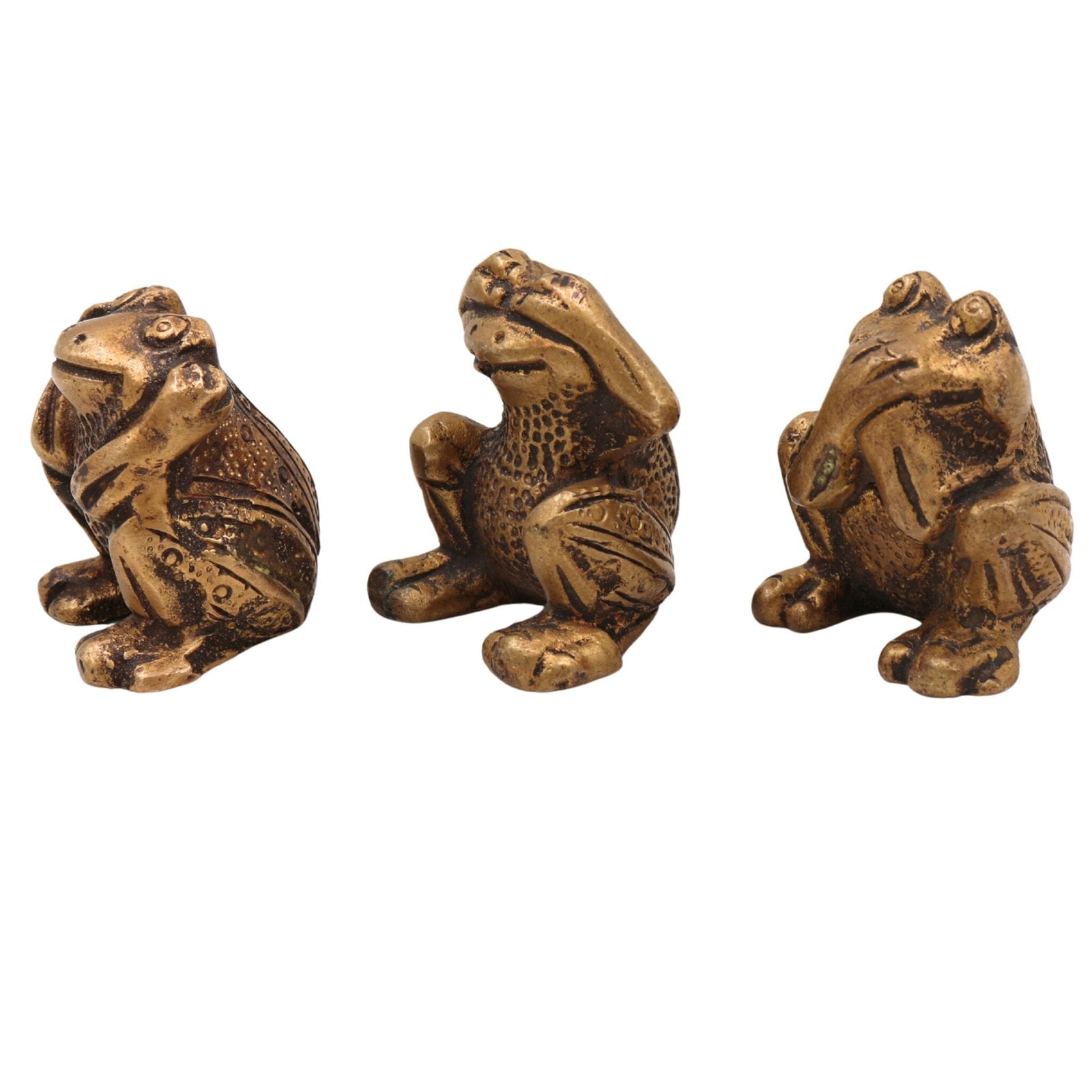 Brass Three Wise Frogs Statue-ArtyCraftz.com