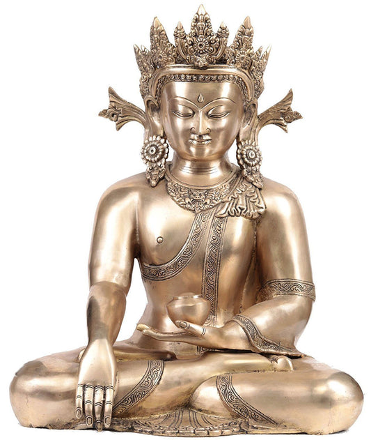 Brass Tibetan Buddha Statue, Height - 23.5 inches - ArtyCraftz.com