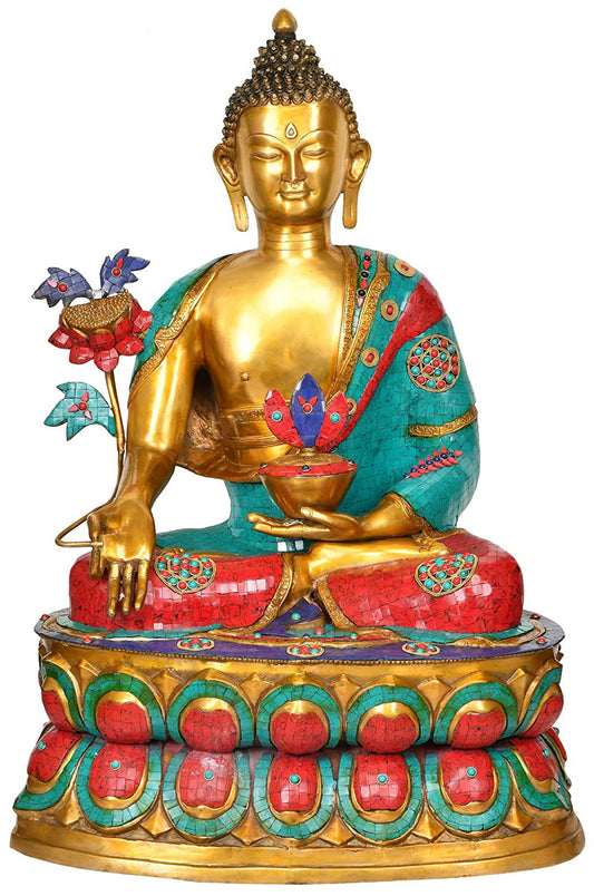 Brass Tibetan Buddha Statue Idol for Home, Height 42.5 inches - ArtyCraftz.com