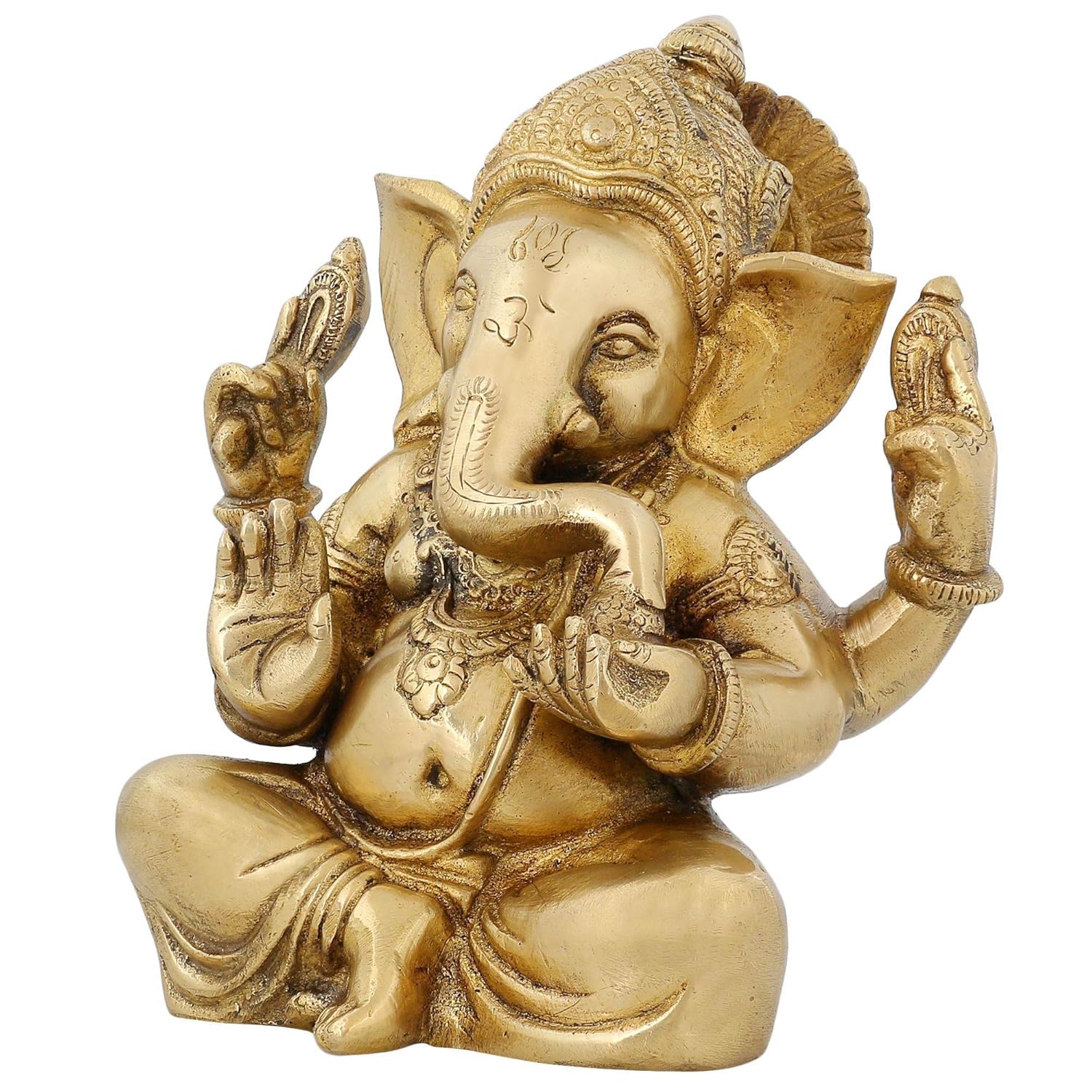 Brass Tilted Head Ganesh Statue-ArtyCraftz.com