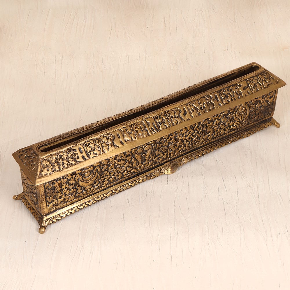 Brass Tissue Holder with Floral Engraving Decorative Tissue Box Cover-ArtyCraftz.com