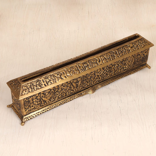 Brass Tissue Holder with Floral Engraving Decorative Tissue Box Cover-ArtyCraftz.com