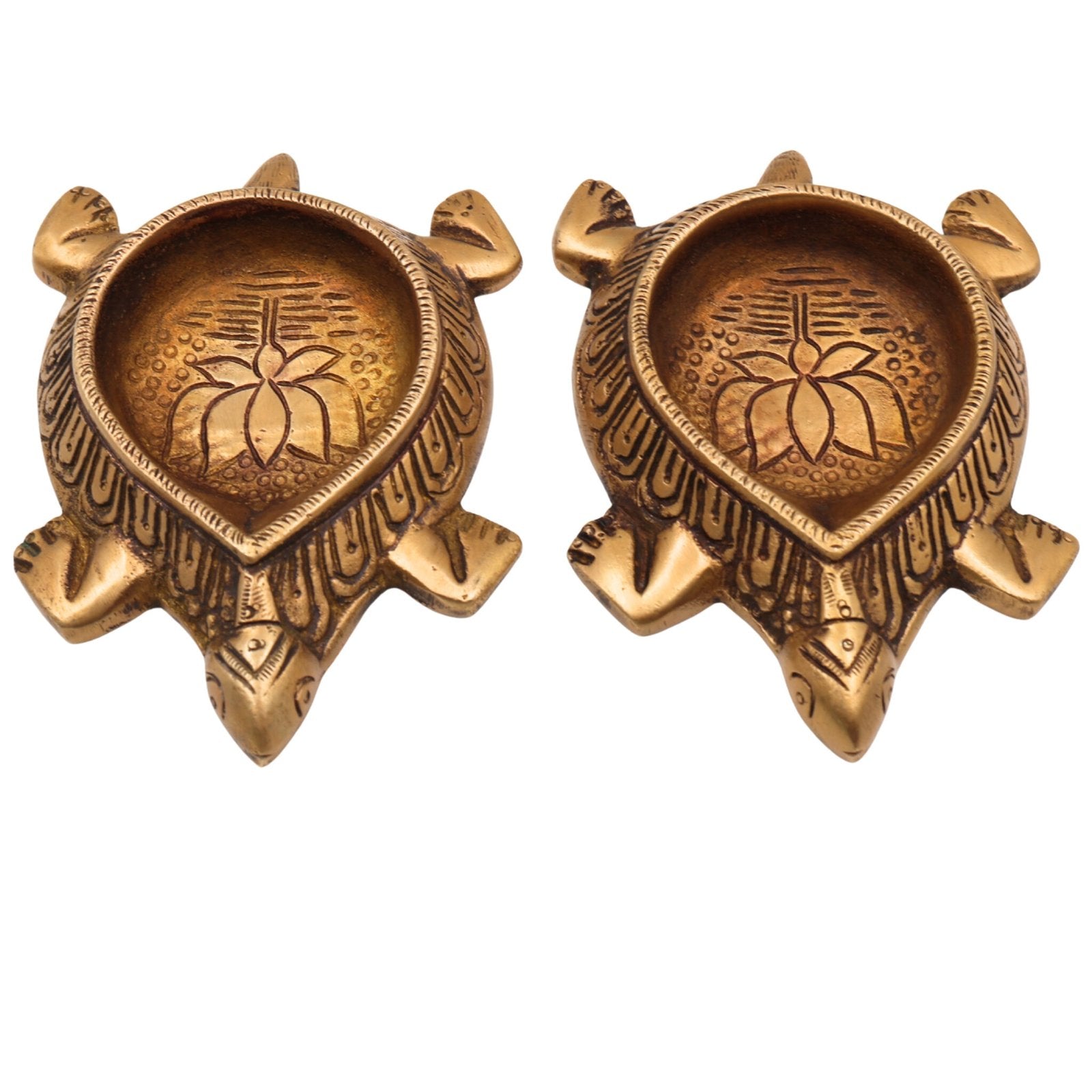 Brass Tortoise Shape Diya Set-ArtyCraftz.com
