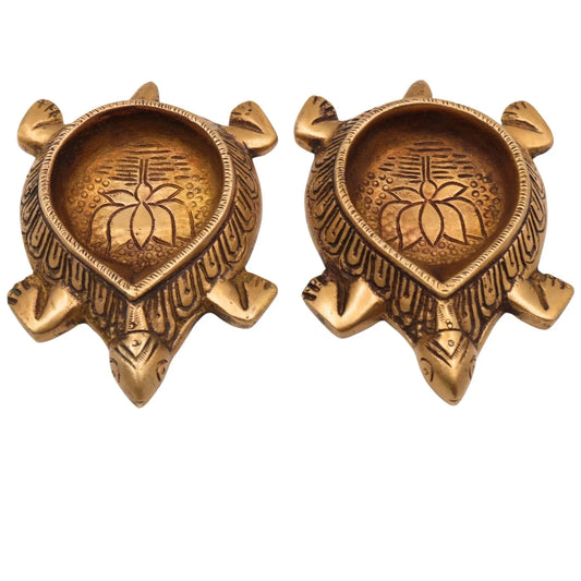 Brass Tortoise Shape Diya Set-ArtyCraftz.com