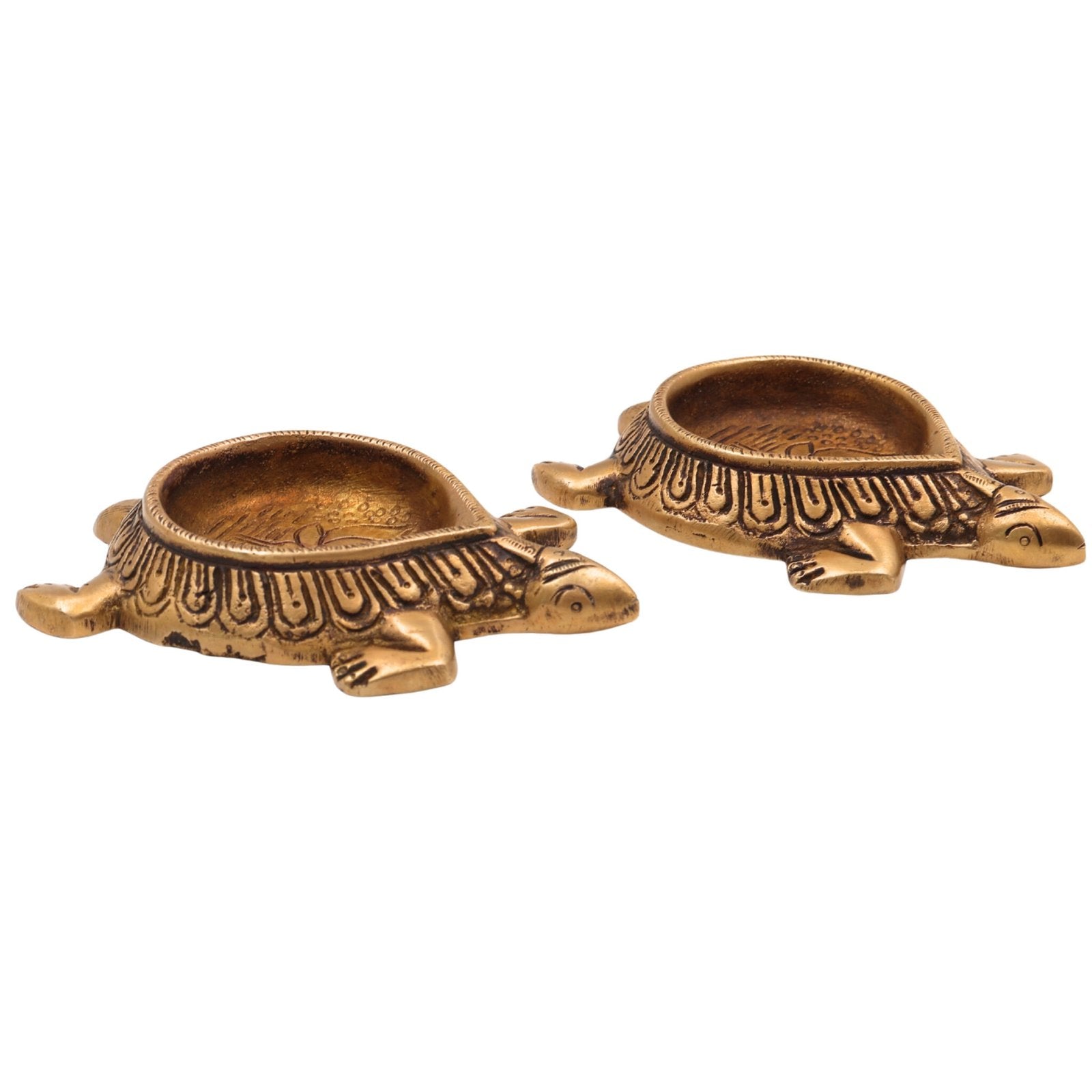 Brass Tortoise Shape Diya Set-ArtyCraftz.com