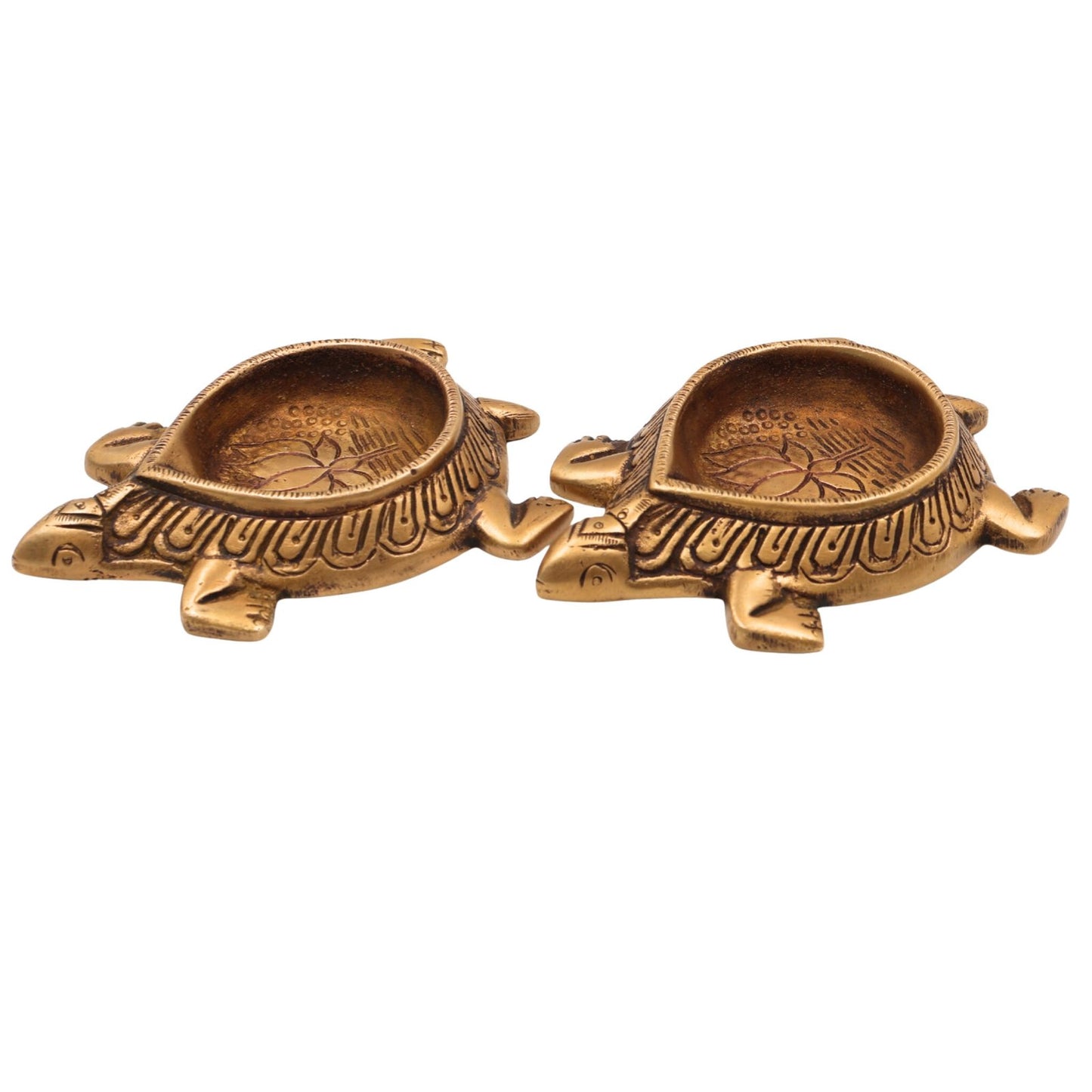 Brass Tortoise Shape Diya Set-ArtyCraftz.com
