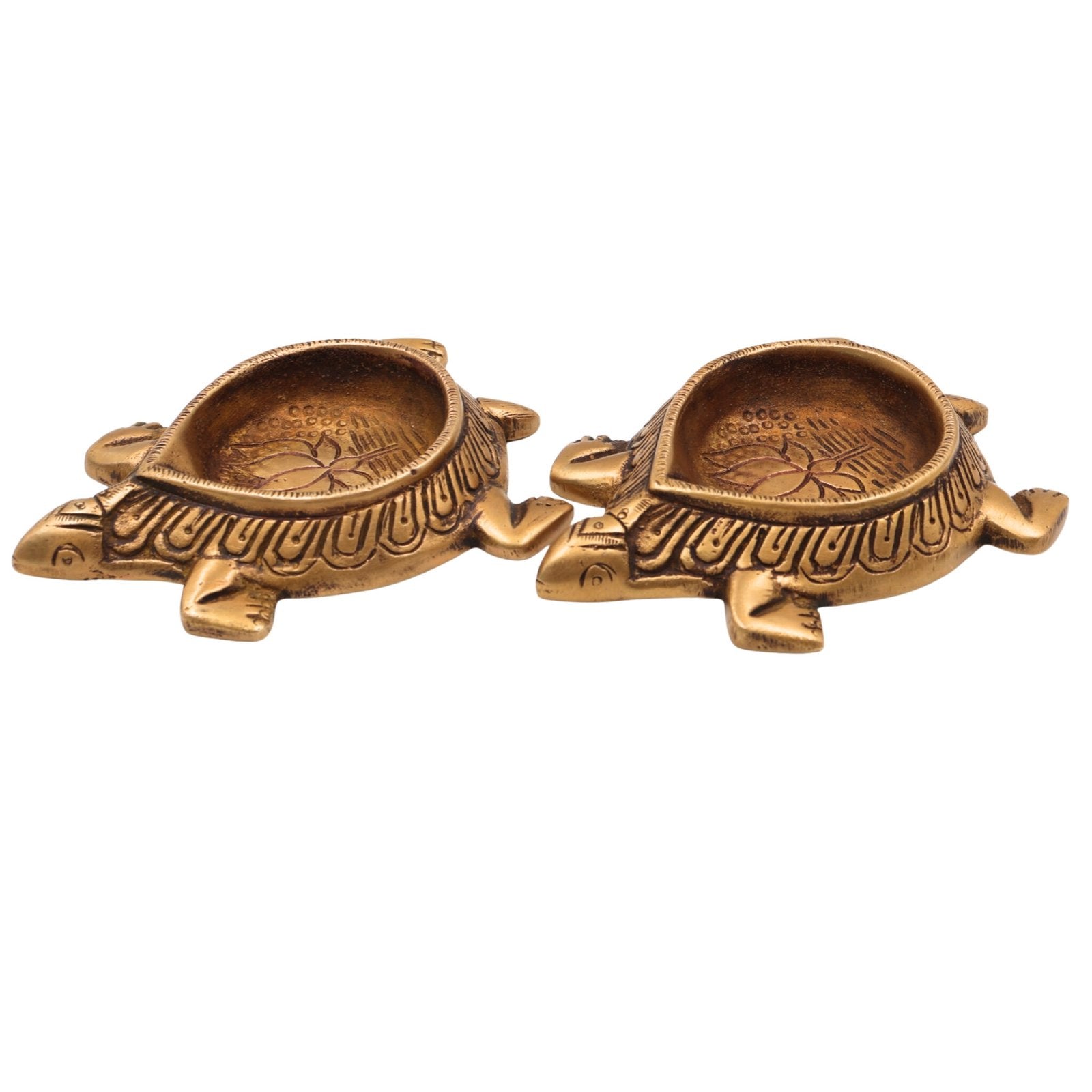 Brass Tortoise Shape Diya Set-ArtyCraftz.com