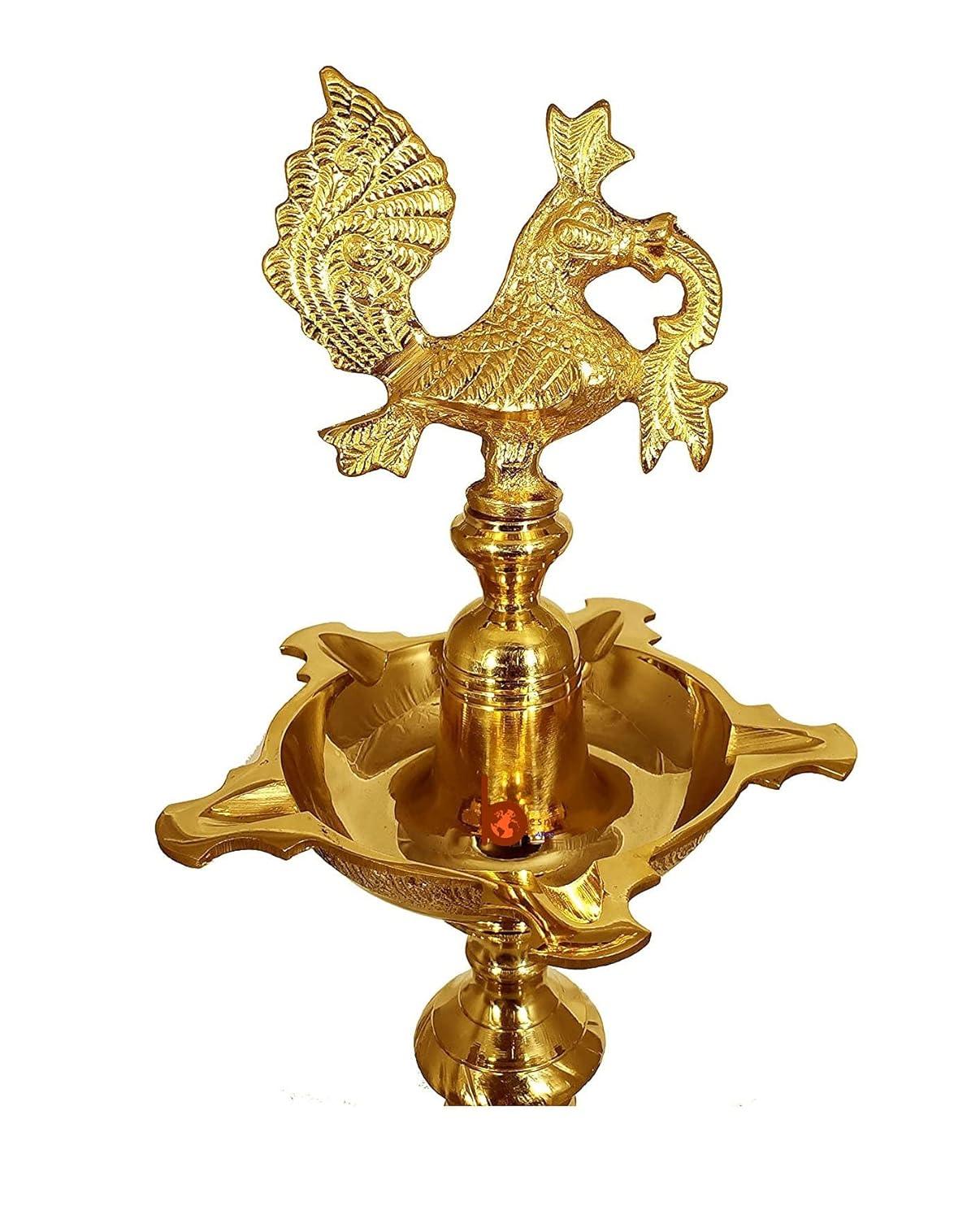 Brass Traditional Peacock Kuthuvilakku Inauguration Diya-ArtyCraftz.com
