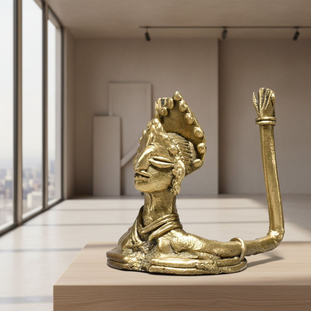 Brass Tribal Woman Dhokra Art Showpiece-ArtyCraftz.com