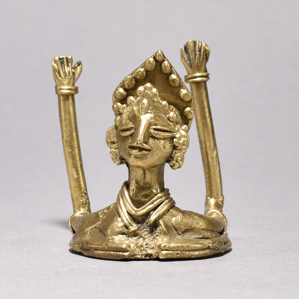 Brass Tribal Woman Dhokra Art Showpiece-ArtyCraftz.com