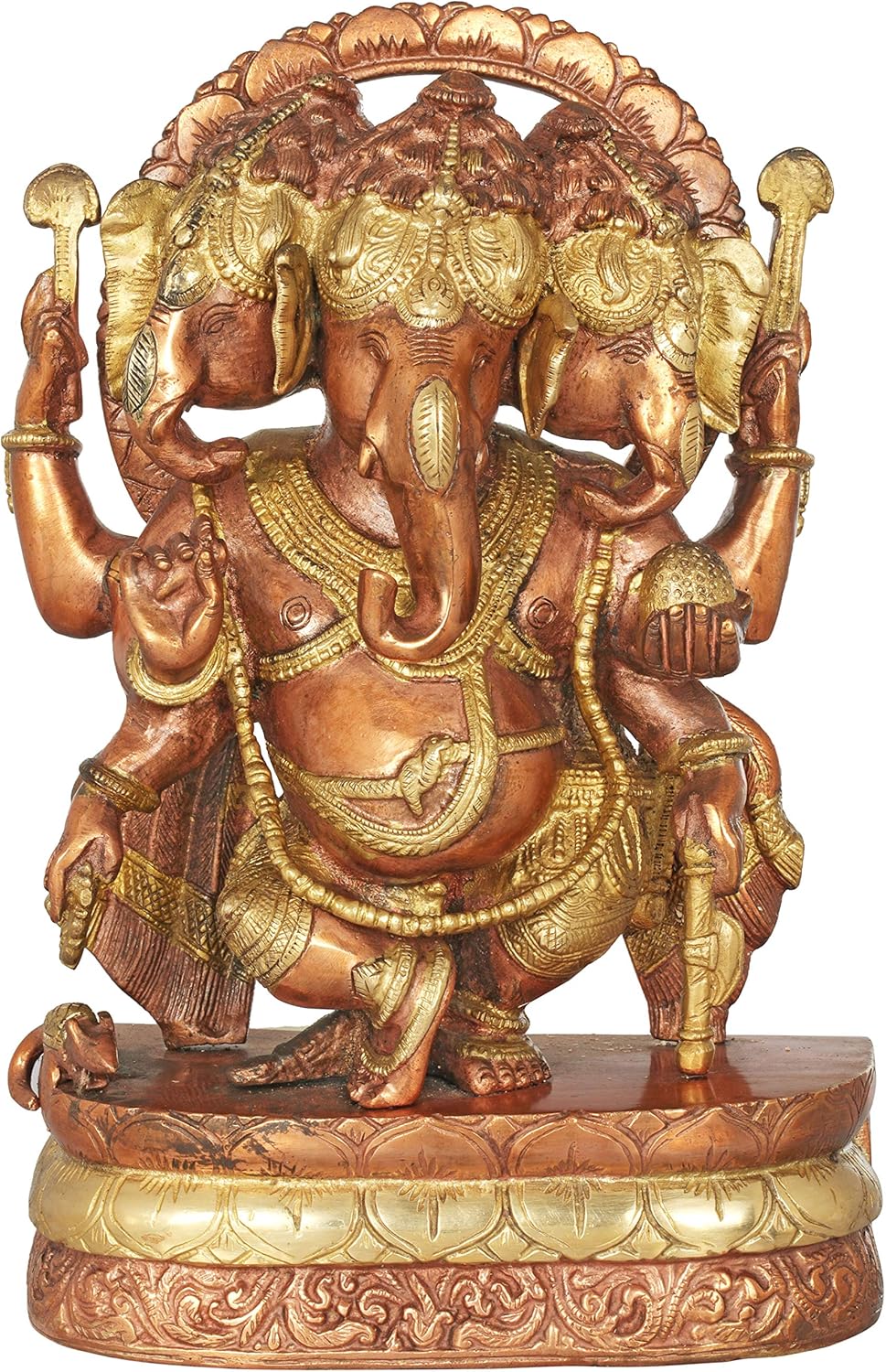 Brass Trimukha Nrittya Ganesha Statue-ArtyCraftz.com