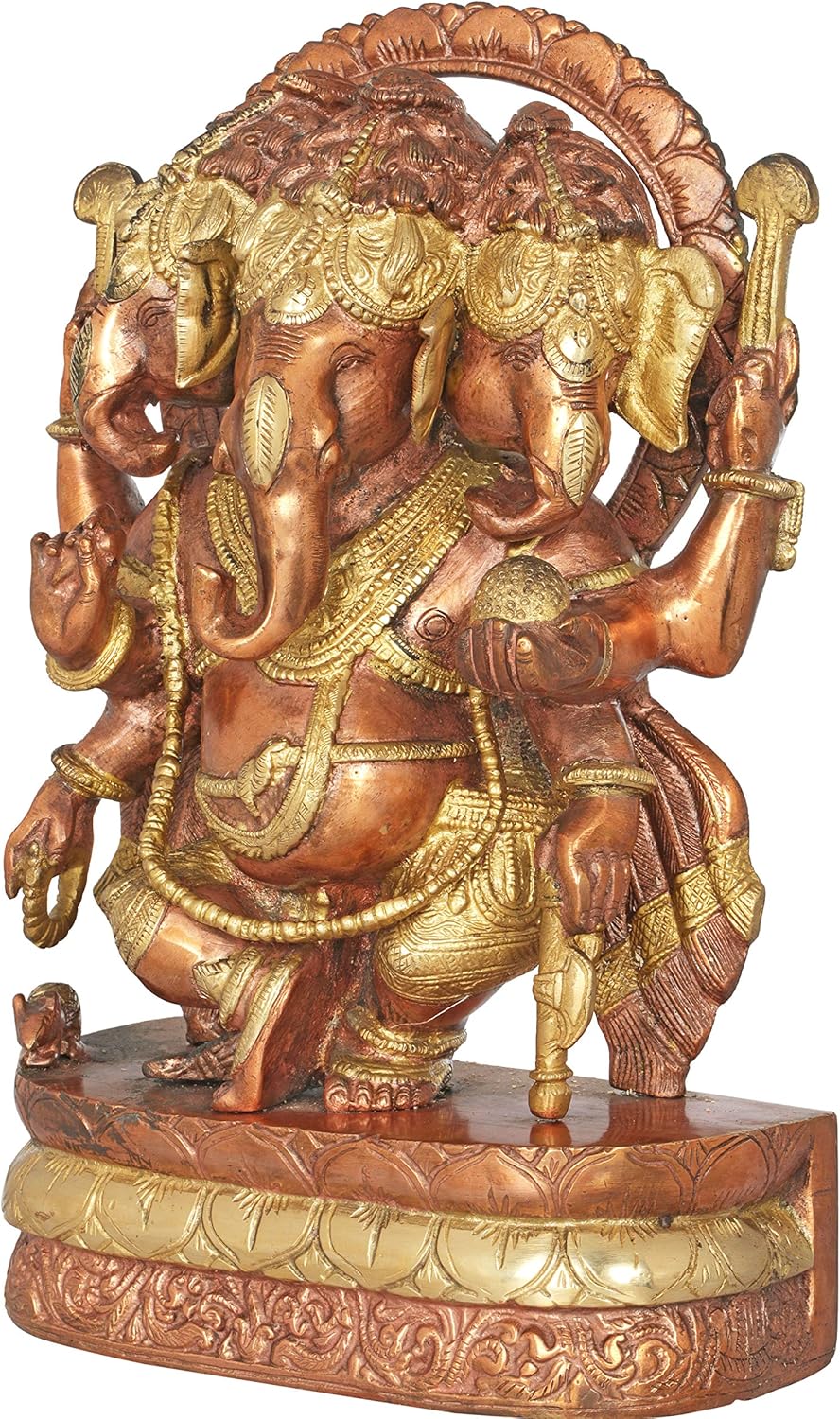 Brass Trimukha Nrittya Ganesha Statue-ArtyCraftz.com