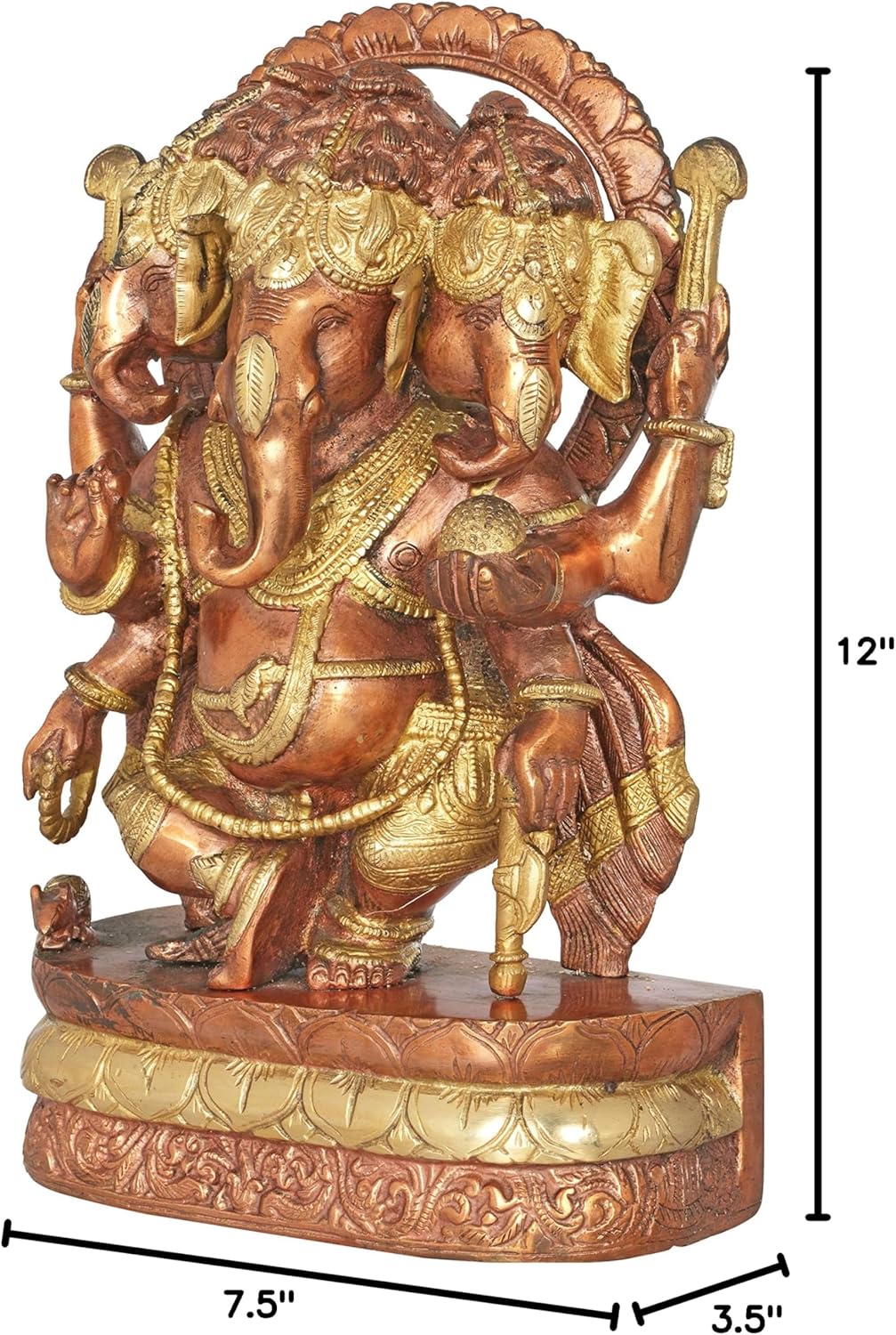 Brass Trimukha Nrittya Ganesha Statue-ArtyCraftz.com